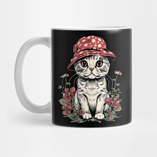 Cute Cottagecore Aesthetic Cat Mushroom Hat Mug